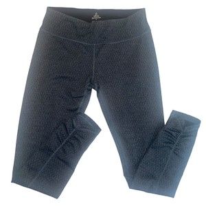 Prana Misty Jacquard Print Gray Full Length Leggings Ruching Women Size Medium M